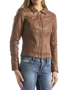 Veste en Cuir Savara cognac