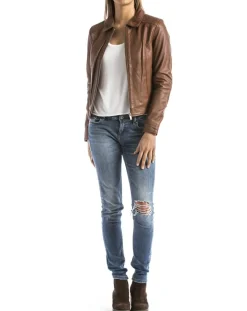 Veste en Cuir Savara cognac