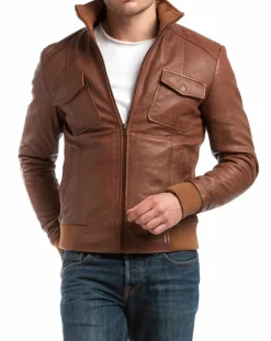 Veste en Cuir Simon cognac