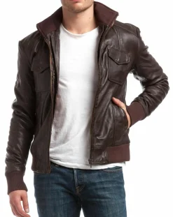 Veste en Cuir Simon marron