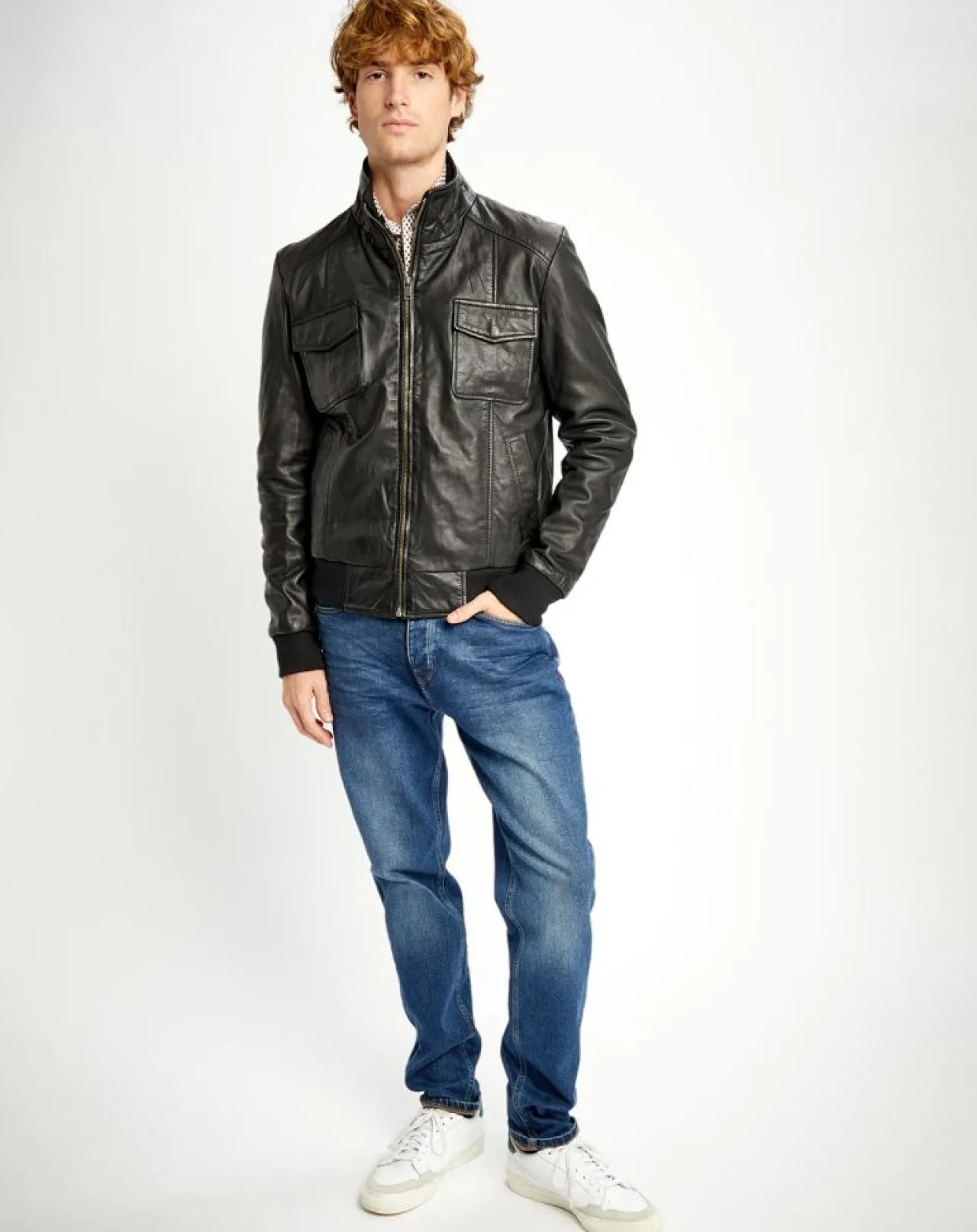 Veste en Cuir Simon noire