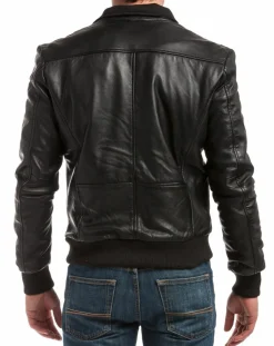 Veste en Cuir Simon noire