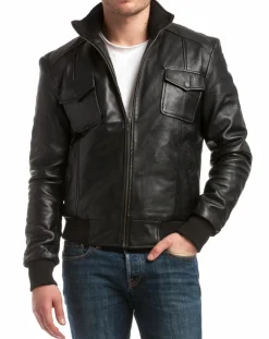 Veste en Cuir Simon noire