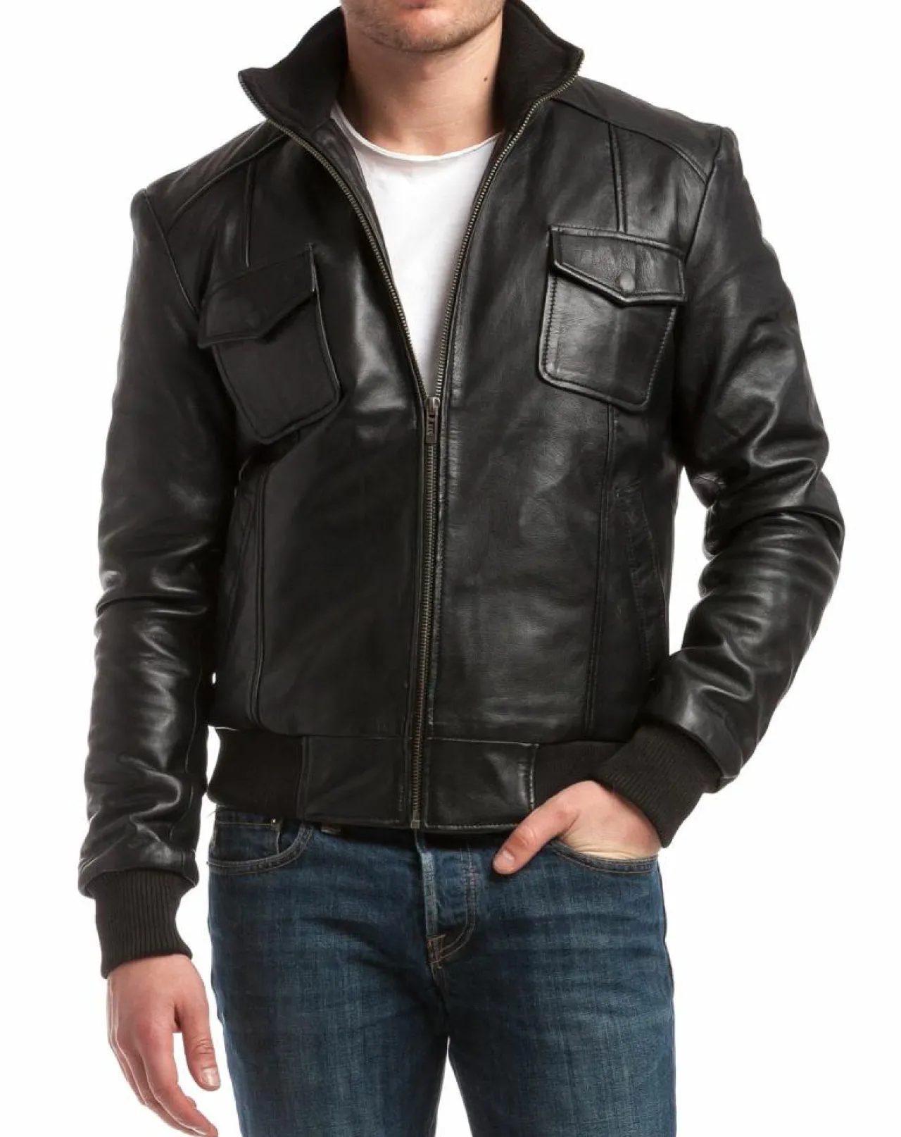 Veste en Cuir Simon noire
