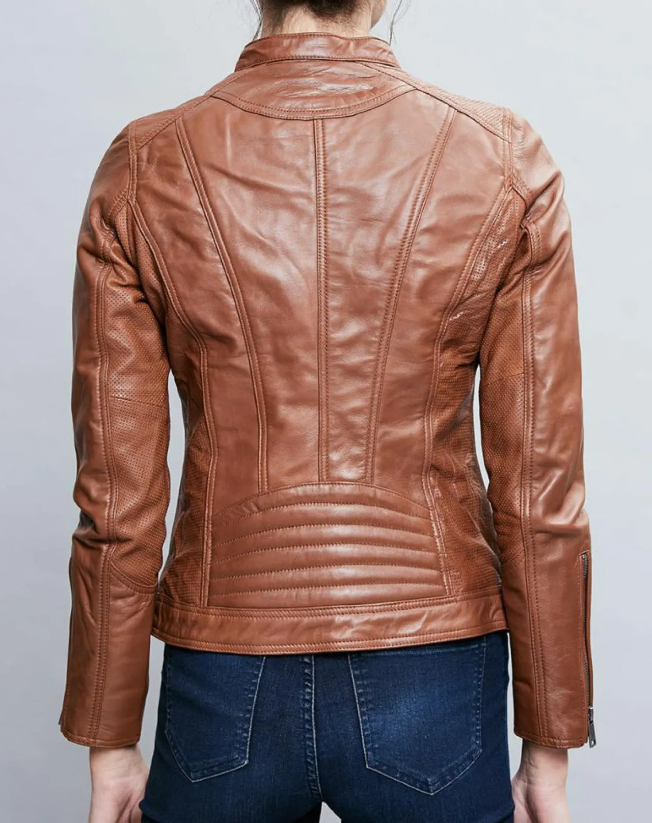 Veste en Cuir Talia cognac