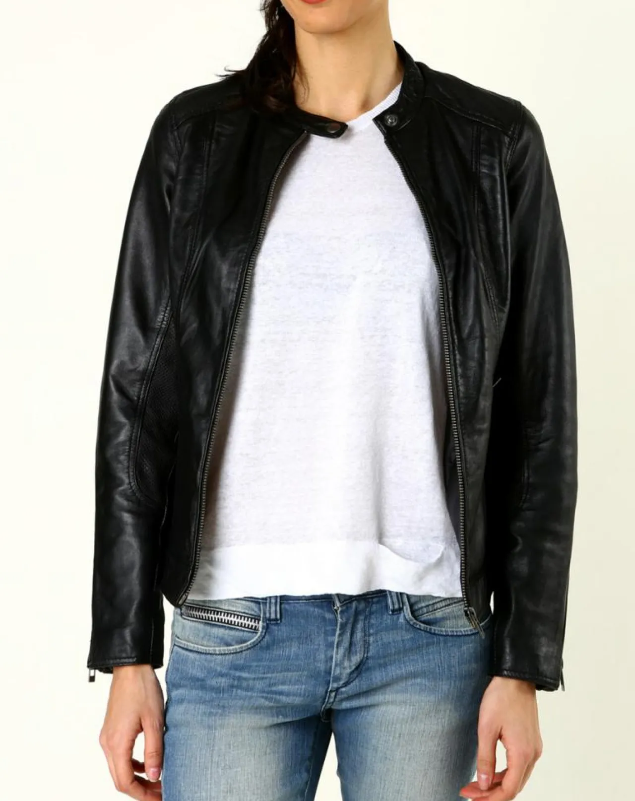Veste en Cuir Talia noire