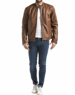 Veste en Cuir Tchar cognac