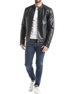 Veste en Cuir Tchar marine