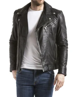 Veste en Cuir Thames noire