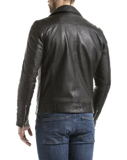 Veste en Cuir Thames noire