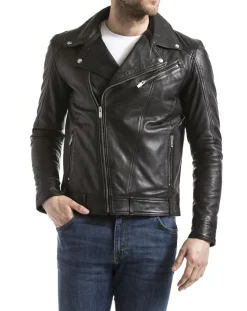 Veste en Cuir Thames noire