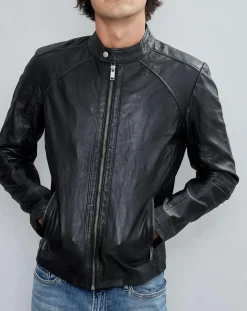 Veste en Cuir Thibaut noire