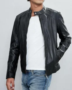 Veste en Cuir Thibaut noire