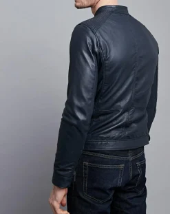 Veste en Cuir Timoty bleu marine