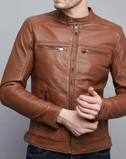 Veste en Cuir Timoty cognac