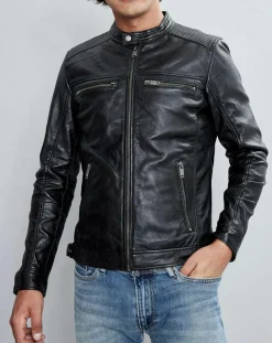 Veste en Cuir Timoty noire