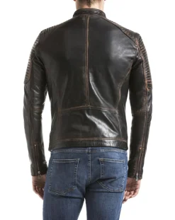 Veste en cuir Vardo noir vintage