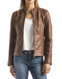 Veste en Cuir Varenne cognac