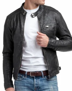 Veste en Cuir Zack noire