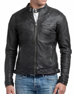 Veste en Cuir Zack noire