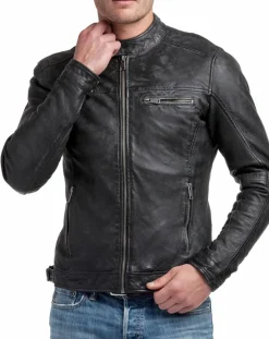 Veste en Cuir Zack noire