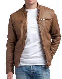 Veste en Cuir Zadok cognac