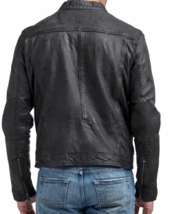 Veste en Cuir Zadok noire