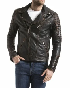 Veste en Cuir Zambezi noir vintage