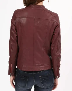 Veste en Cuir Zayra bordeaux