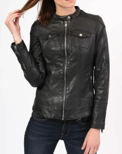 Veste en Cuir Zayra noire