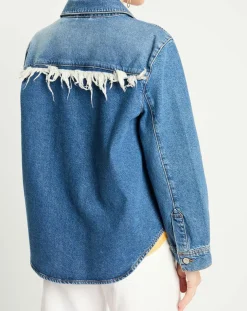 Veste en Jean à franges bleue
