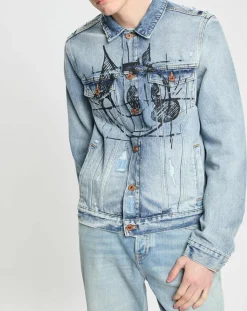 Veste en jean bleue