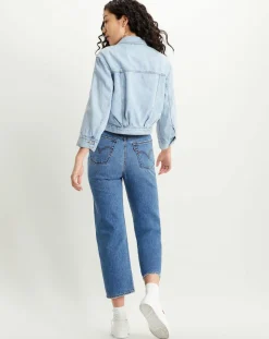 Veste en jean crop Sleeve bleue