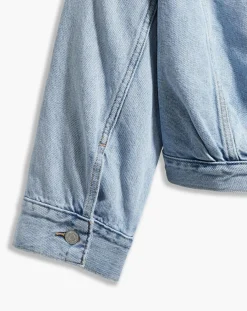 Veste en jean crop Sleeve bleue