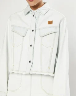 Veste en jean Cropped bleu blanchis