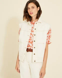 Veste en Jean sans manches Jeanne écrue