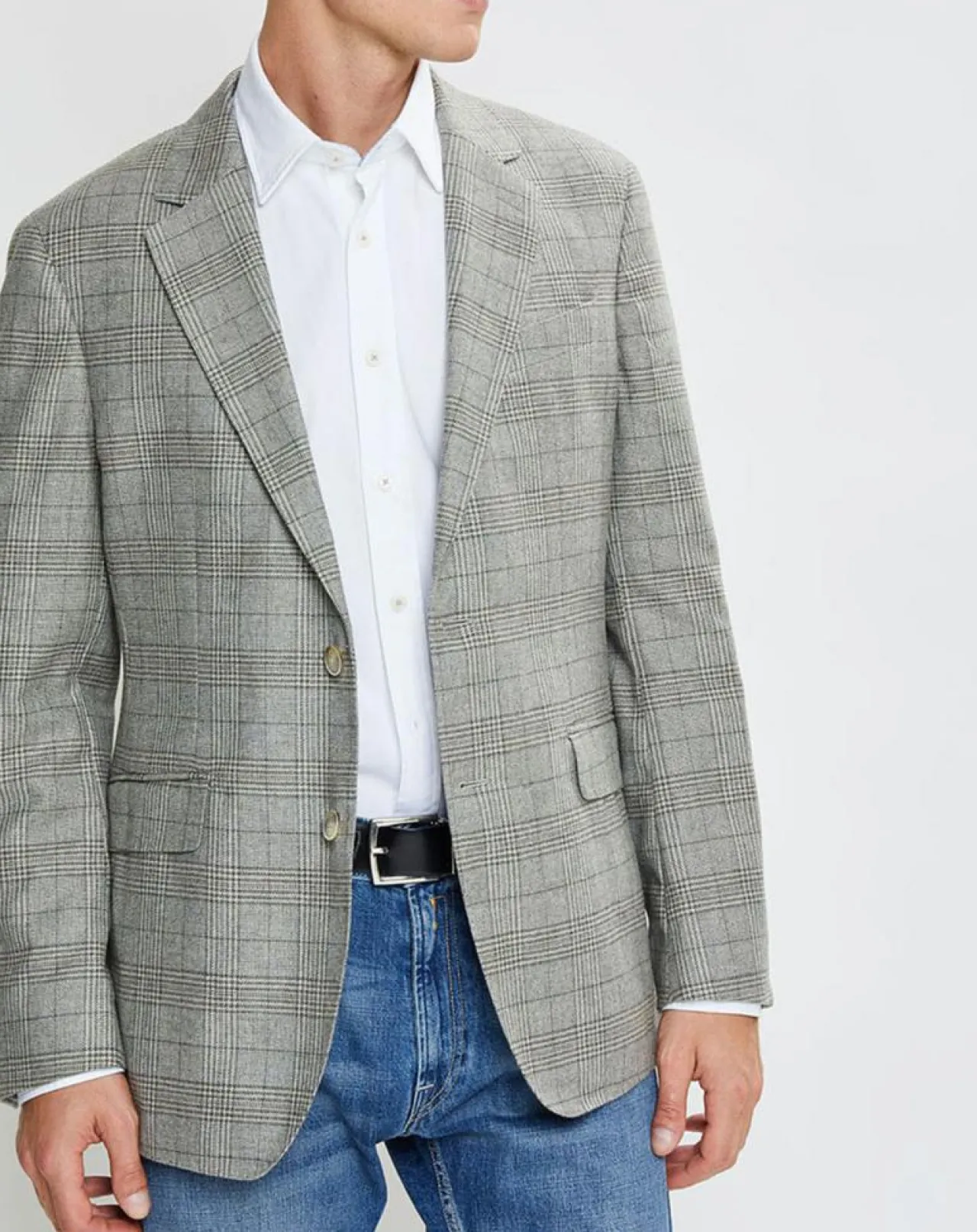 Veste en Laine & Cachemire mélangés Prince de Galles kaki/beige