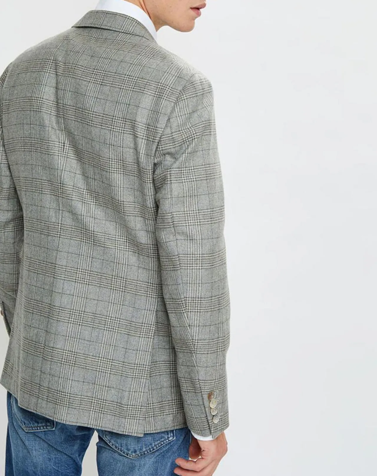 Veste en Laine & Cachemire mélangés Prince de Galles kaki/beige