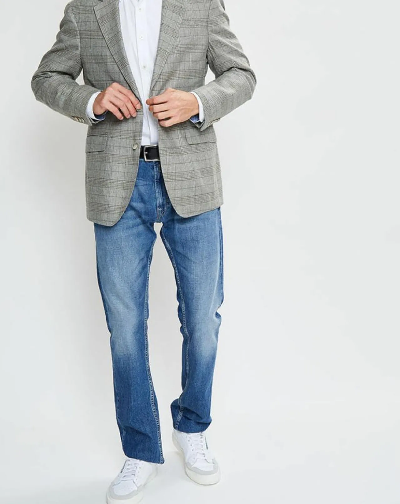 Veste en Laine & Cachemire mélangés Prince de Galles kaki/beige