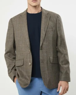 Veste en Laine & Soie à carreaux marron