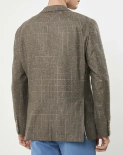 Veste en Laine & Soie à carreaux marron