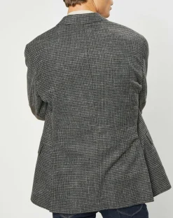 Veste en Laine mélangée à imprimé pied-de-poule marron/gris