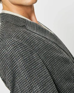 Veste en Laine mélangée à imprimé pied-de-poule marron/gris