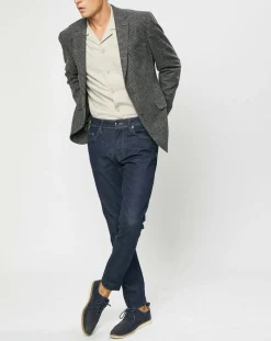 Veste en Laine mélangée à imprimé pied-de-poule marron/gris