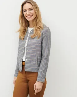 Veste en Laine mélangée Danila rayée bleu marine