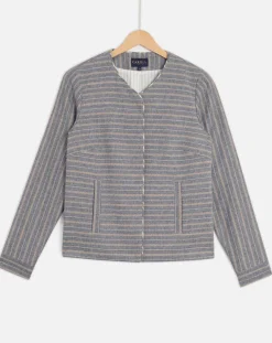 Veste en Laine mélangée Danila rayée bleu marine