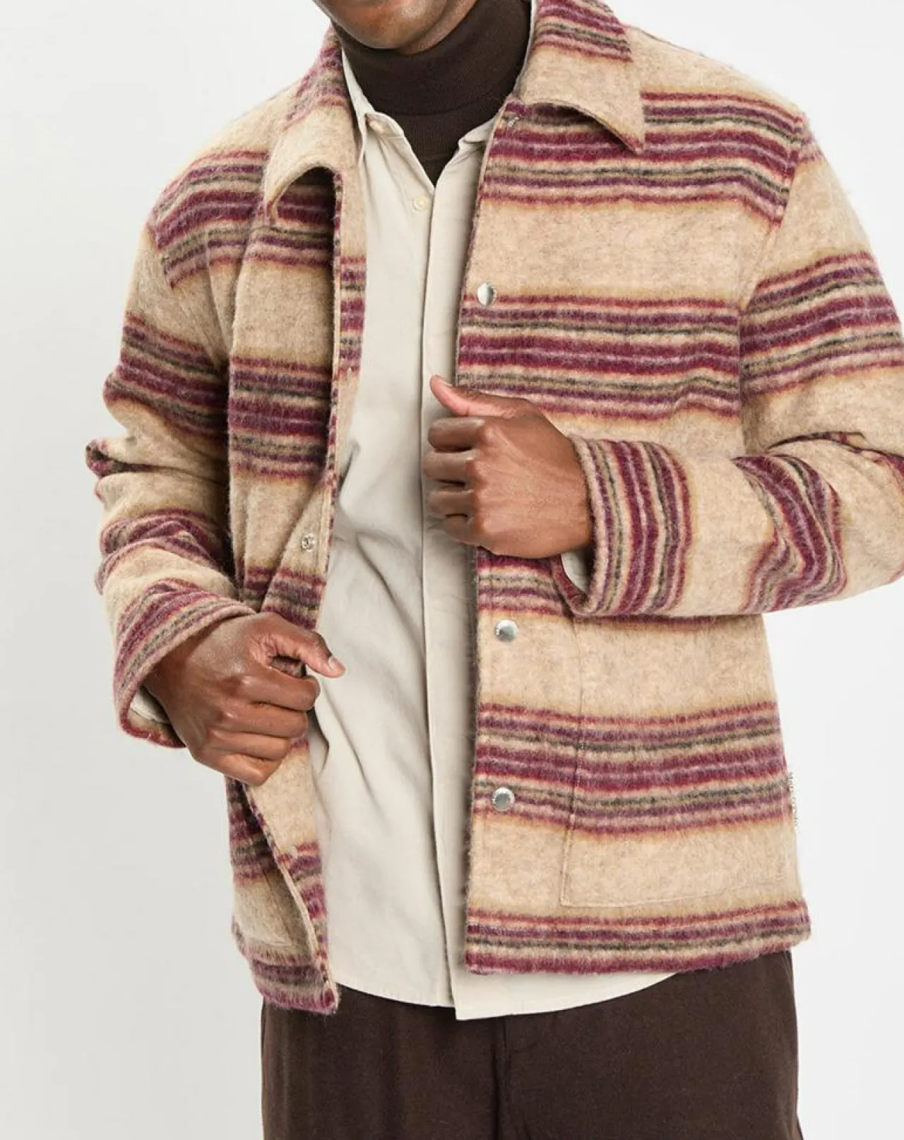 Veste en Laine mélangée rayée beige/rouge