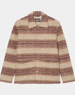 Veste en Laine mélangée rayée beige/rouge