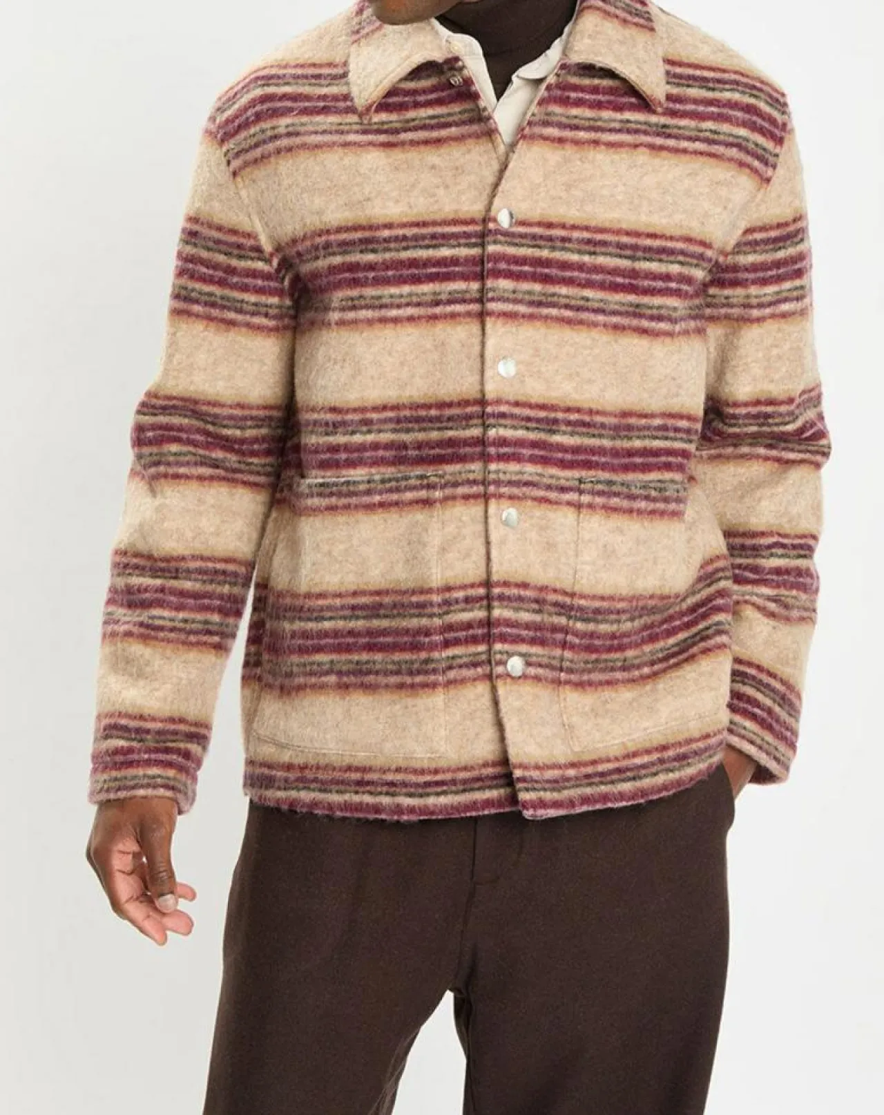 Veste en Laine mélangée rayée beige/rouge