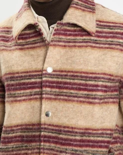 Veste en Laine mélangée rayée beige/rouge